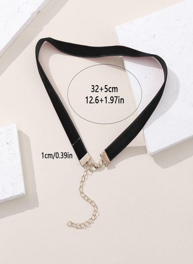 PINCHUAN 1PCS Black Choker Necklace for Women Black Velvet Choker Set Adjustable Layered Classic Choker Necklace Lace Collar Choker Halloween Cosplay Jewelry-10MM - Image 2